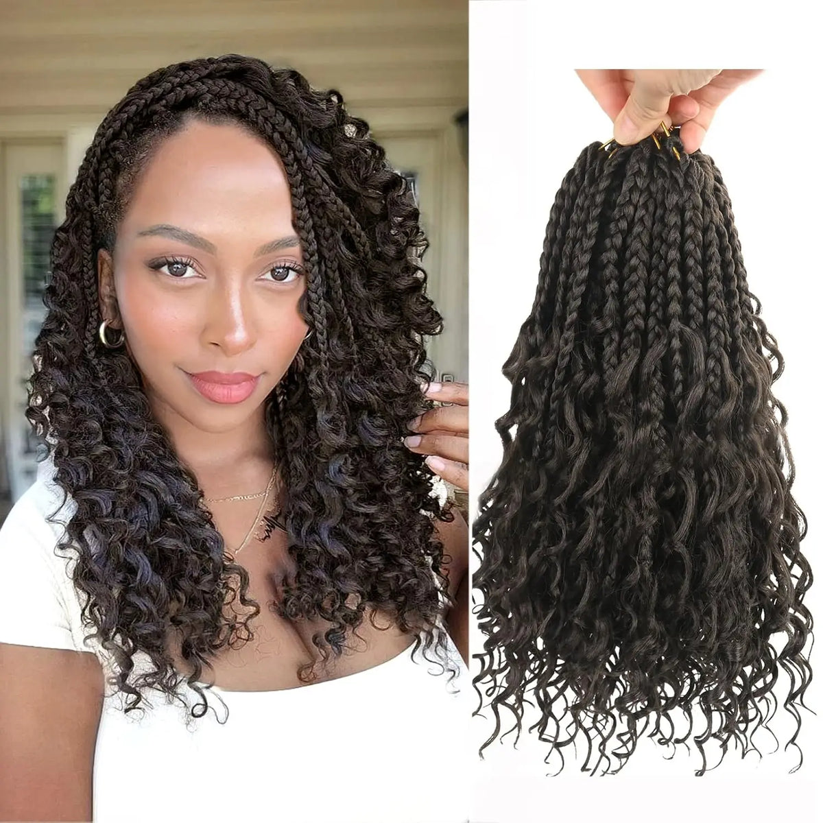 Goddess Box Braids Crochet Hair With Curly Ends 10 Inch Bohomian Box Braids Crochet Braids Synthetic Braiding Hair Extensions