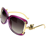 Women's oval retro sunglasses with gold fox design by HSF Marketplace