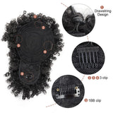 Afro puff kinky curly ponytail wig with bangs and drawstring, synthetic hair extension for Black women