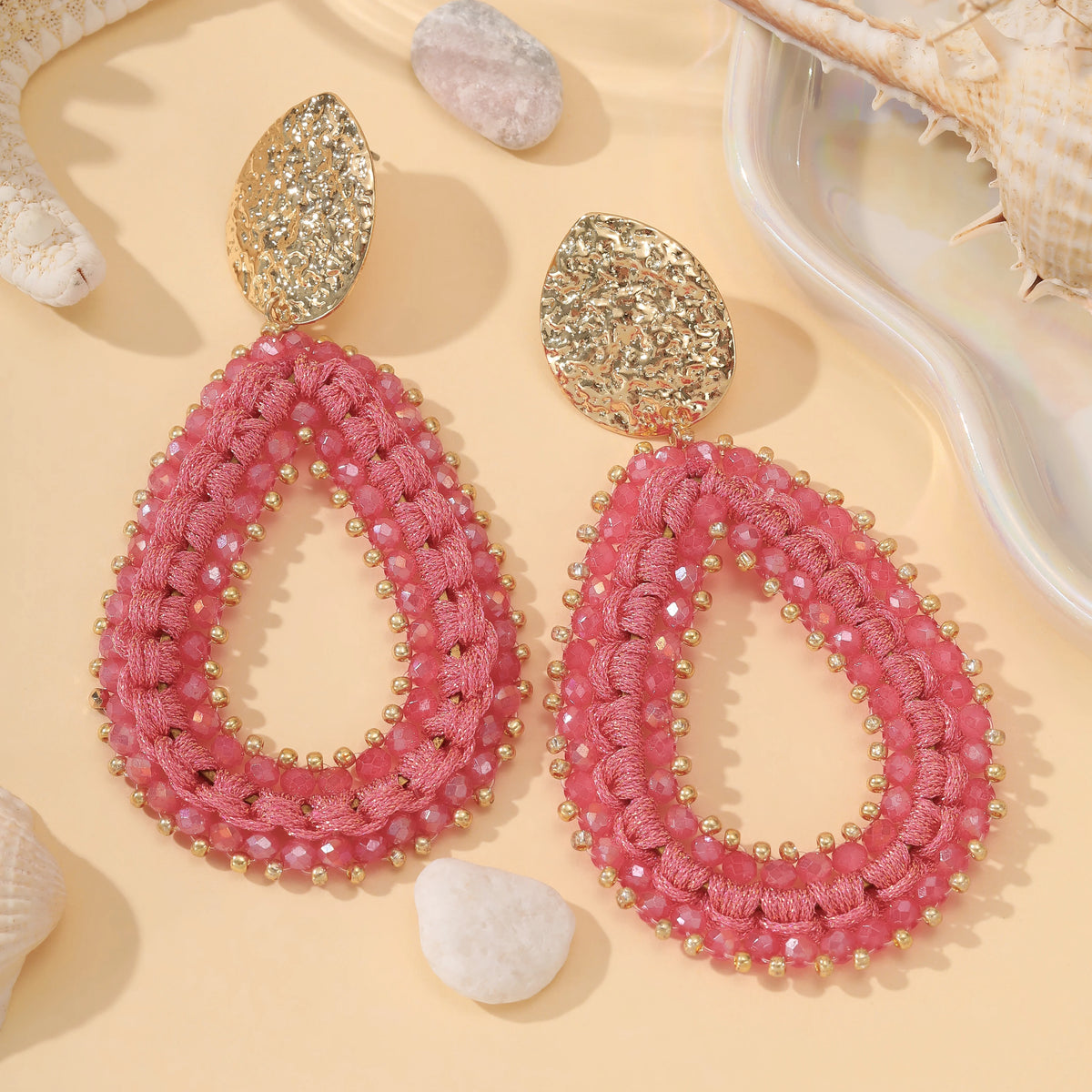Colorful handmade water drop shape earrings for women by HSF Marketplace