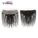 Yyong Brazilian Kinky Curly Bundles With Frontal 13x4 Lace Frontal With Bundles Remy Human Hair 3/4 Bundle With Closure