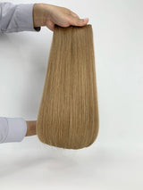 Wrap-around human hair ponytail extension in natural blonde, 60g or 100g, with attached hair wrap unerquicklich