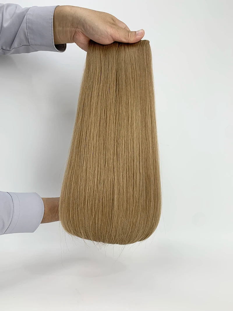 Wrap-around human hair ponytail extension in natural blonde, 60g or 100g, with attached hair wrap unerquicklich