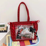 Transparent Y2K Japanese Ita Bag by HSF Marketplace with large capacity, casual crossbody style, featuring cute lolita girl design.