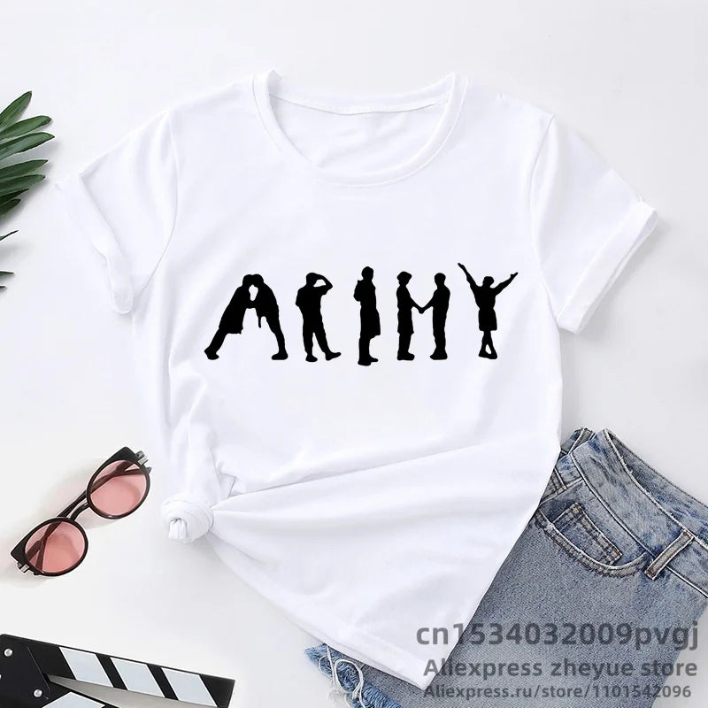 Korean style aesthetic T-shirt for women, streetwear fashion K-culture merch by HSF Marketplace