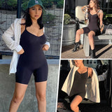 Women’s tank top bodysuit shapewear with tummy control, anti-chafing shorts, waist trainer and butt lifter design