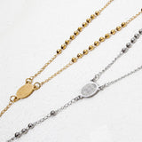 Stainless steel prayer beads rosary necklace for women, detailed jewelry design