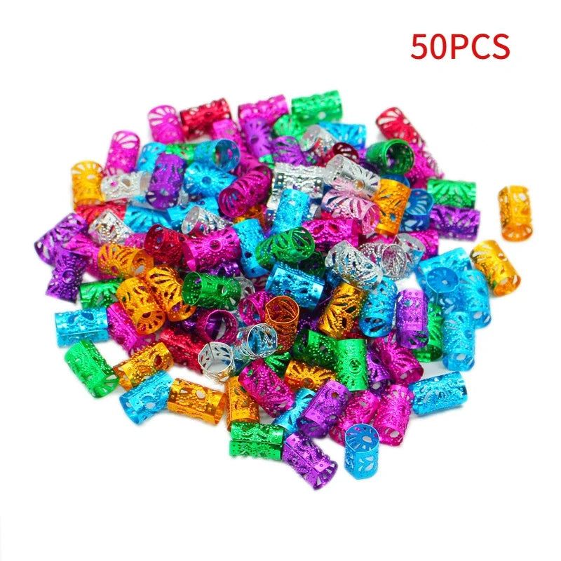 Golden hair cuffs for dreadlocks and braids, 50 or 100 piece set by HSF Marketplace