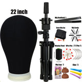 Wig Stand Tripod & Canvas Block Wig Head Adjustable Hairdresser Training Head Stand Set For Wig Display Styling Salon Home Used