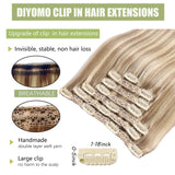 Natural black straight HSF Marketplace clip-in human hair extensions, 7-piece PU invisible wefts set, 116g