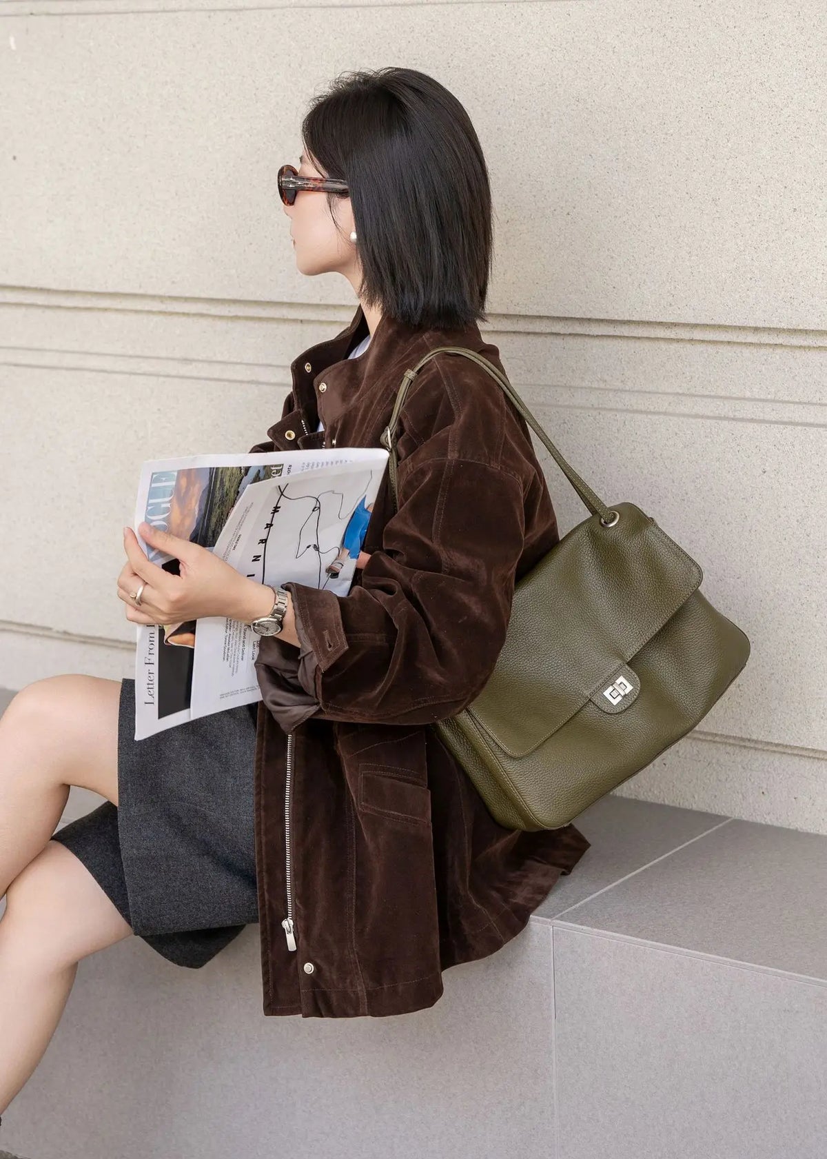 Women's luxury leather handbag by HSF Marketplace featuring a large capacity, soft wear-resistant texture, simple trendy travel bag design.