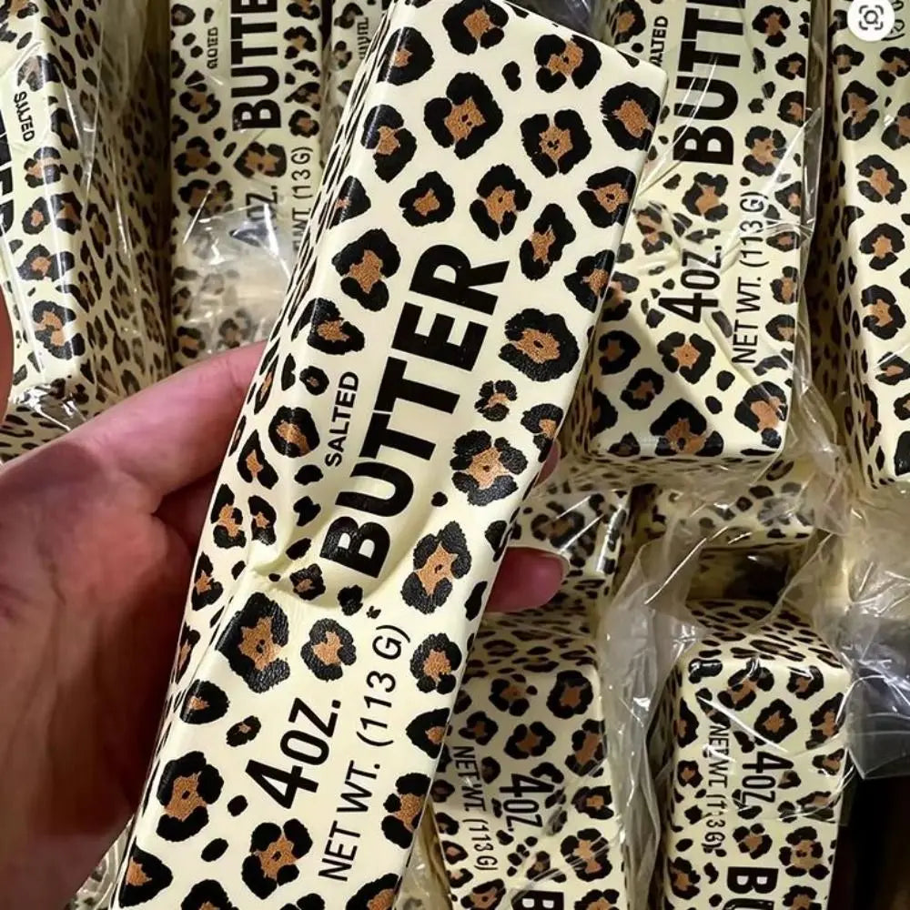 Leopard print slow rebound butter stick sensory toy by HSF Marketplace, soft elastic squeeze bar, 13.5cm candy-like butter bar.