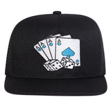Unisex poker card embroidery hip-hop net baseball cap with adjustable fit and sunscreen brim, HSF Marketplace women's hat
