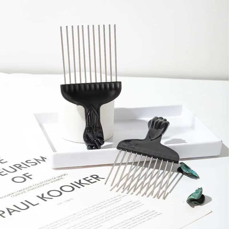 Black Metal Hair Comb Men's Hairdressing Combs Barbershop Hair Dye Brush African Pick Afro Hairbrush Hair Salon Styling Tools