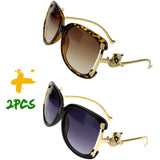 Women’s oval retro sunglasses with gold fox design by HSF Marketplace