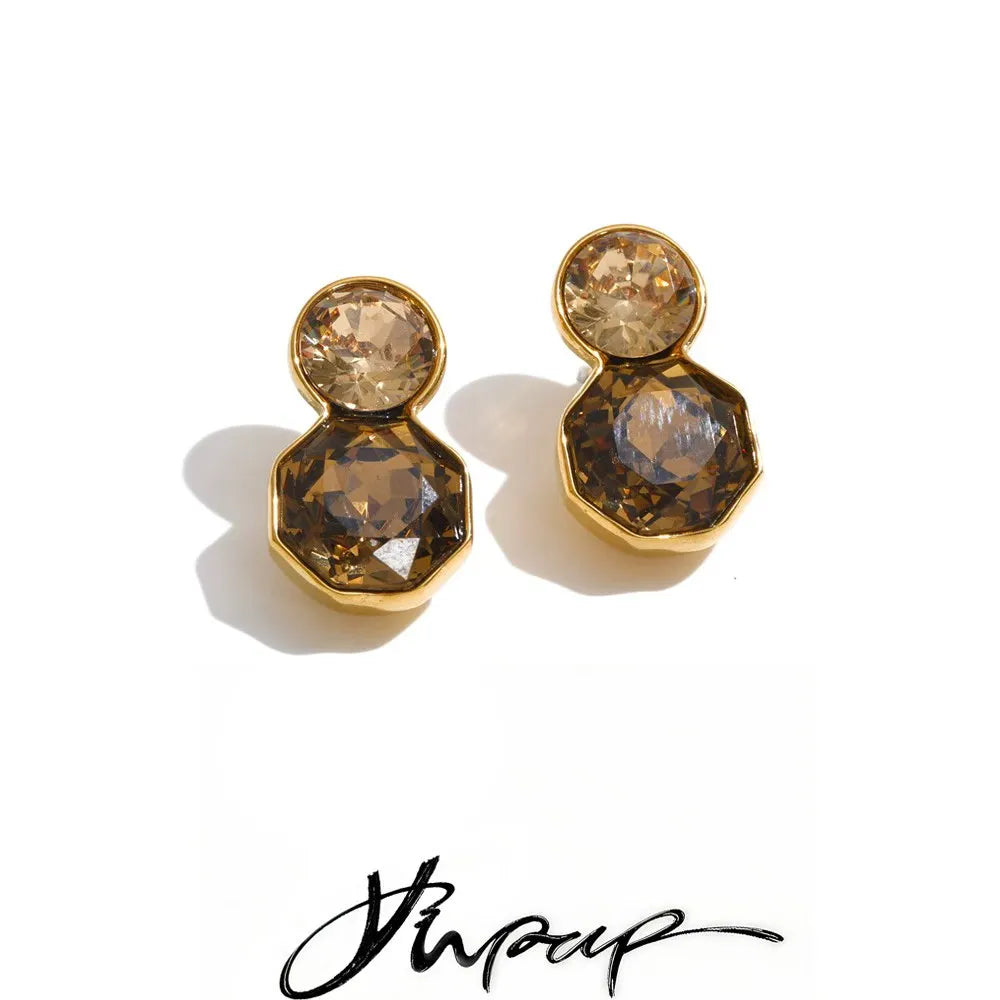 Stainless steel K9 crystal stud earrings for women, HSF Marketplace jewelry with sparkling clear stones