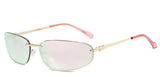 Women's oval frameless Y2K luxury punk sunglasses with retro high-end styling by HSF Marketplace