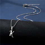 Shiny stainless steel initial letter pendant necklace for women, featuring a simple clavicle chain choker jewelry piece.