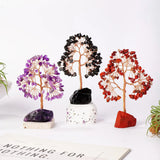 1PC Natural Gemstone Crystal Lucky Tree with Irregular Raw Stone Base for Home Office Desk Living Room Decor