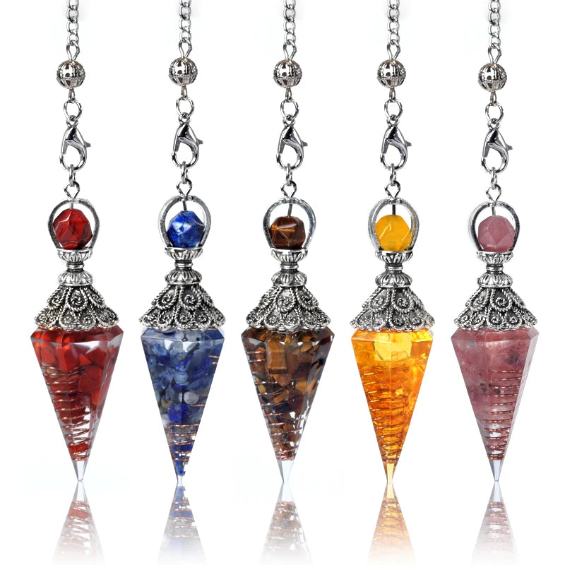 Natural stone pendulum pendant for jewelry making and energy work by HSF Marketplace