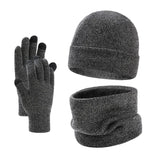 Men's warm knit beanie hat, scarf and gloves winter set by HSF Marketplace