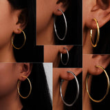 Gold metal hoop earrings set for women, stylish lightweight jewelry by HSF Marketplace