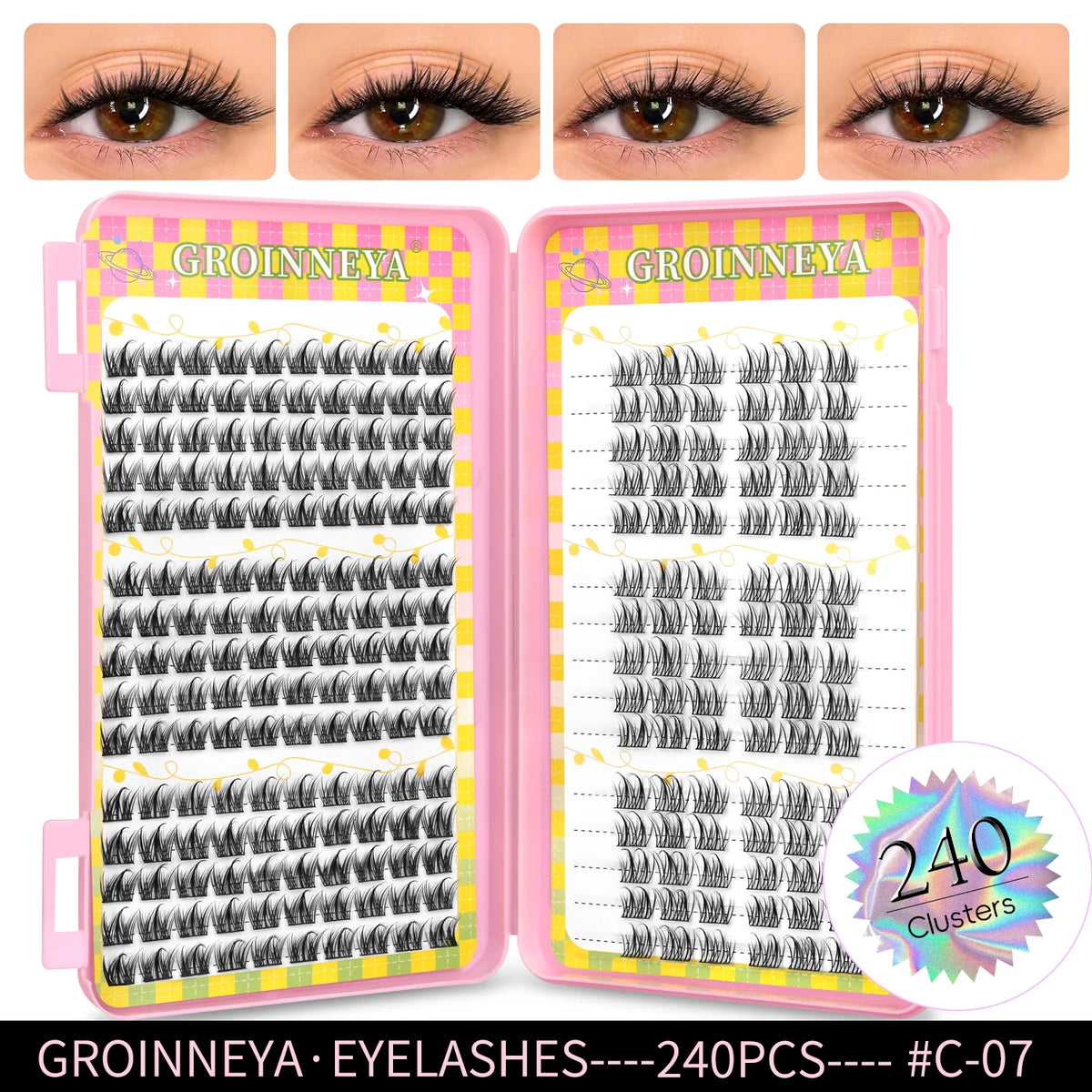 Natural eyelash clusters, 320-piece volume mixed tray false lashes by HSF Marketplace