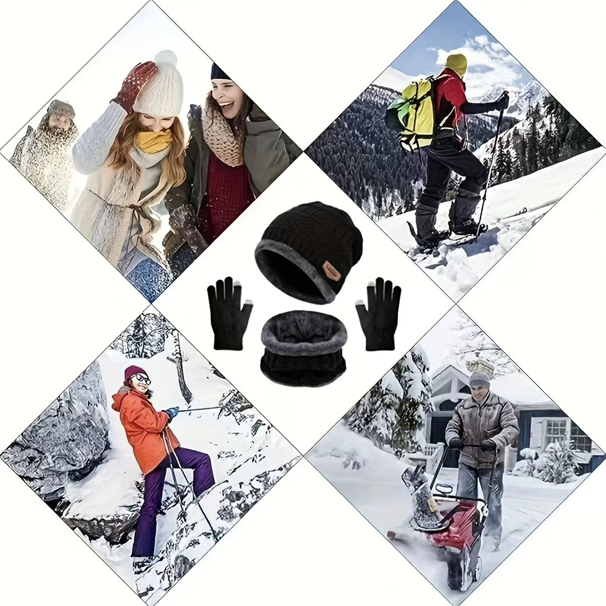 Winter warm gloves, scarf and hat set for men and women by HSF Marketplace