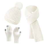 Warm knitted plush winter hat, scarf, and gloves set by HSF Marketplace