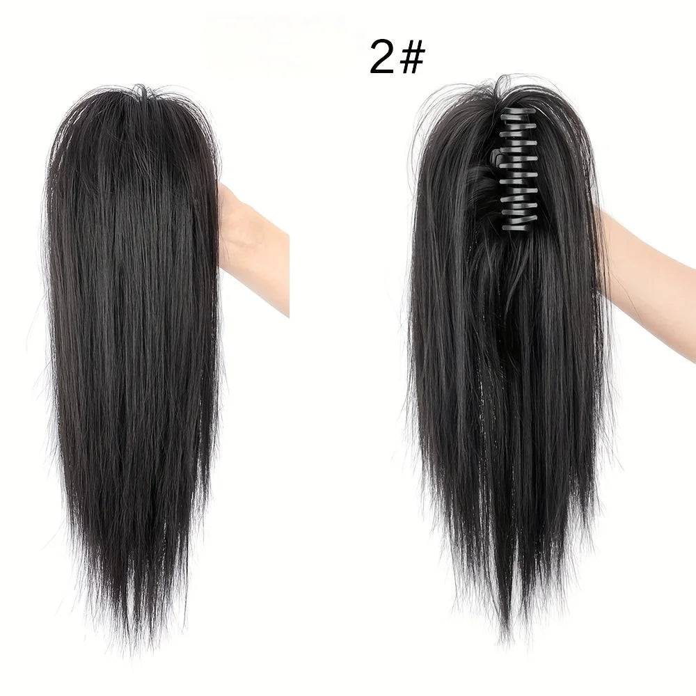 HSF Marketplace 12-inch synthetic ponytail extension with claw clip, soft heat-resistant fiber hairpiece