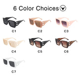 Stylish black designer women's sunglasses with square retro frames, UV400 protection, by HSF Marketplace.