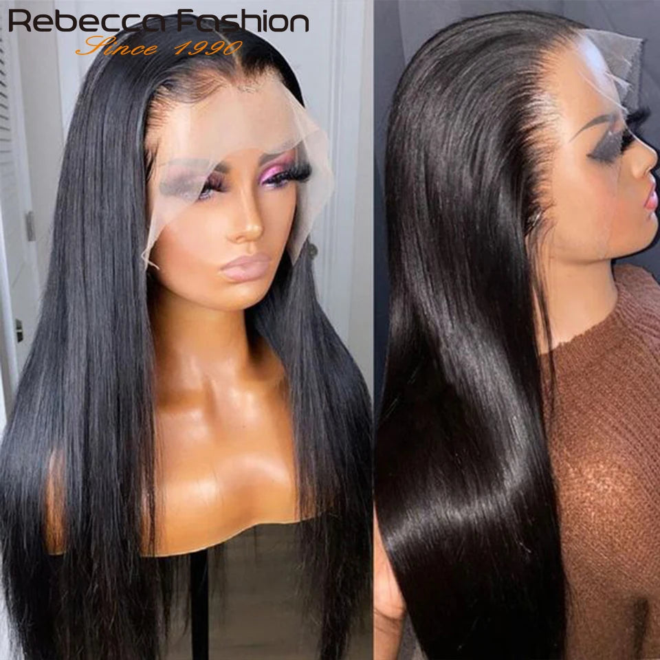 Rebecca bone straight 13x6 lace front human hair wig with transparent lace and lace part for women