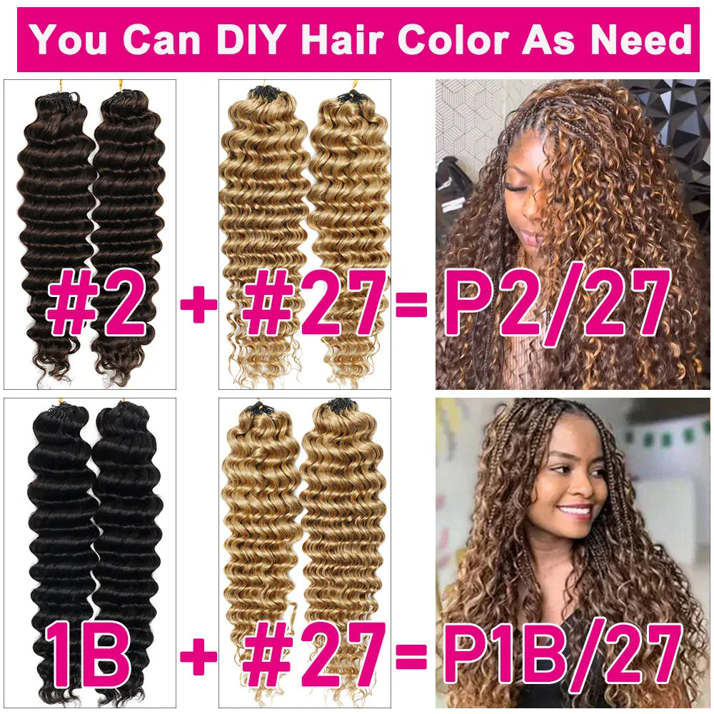 #27 Honey Blonde Miracle Knots Crochet Human Hair Deep Wave Feather Crochet Hair For Boho Braids Burmese Curly Crochet Hair Deep Wave Bundles 100% Human Hair Crochet Hair Extension Deep Curly Crochet Hair For Black Woman  #30