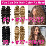#27 Honey Blonde Miracle Knots Crochet Human Hair Deep Wave Feather Crochet Hair For Boho Braids Burmese Curly Crochet Hair Deep Wave Bundles 100% Human Hair Crochet Hair Extension Deep Curly Crochet Hair For Black Woman  #30