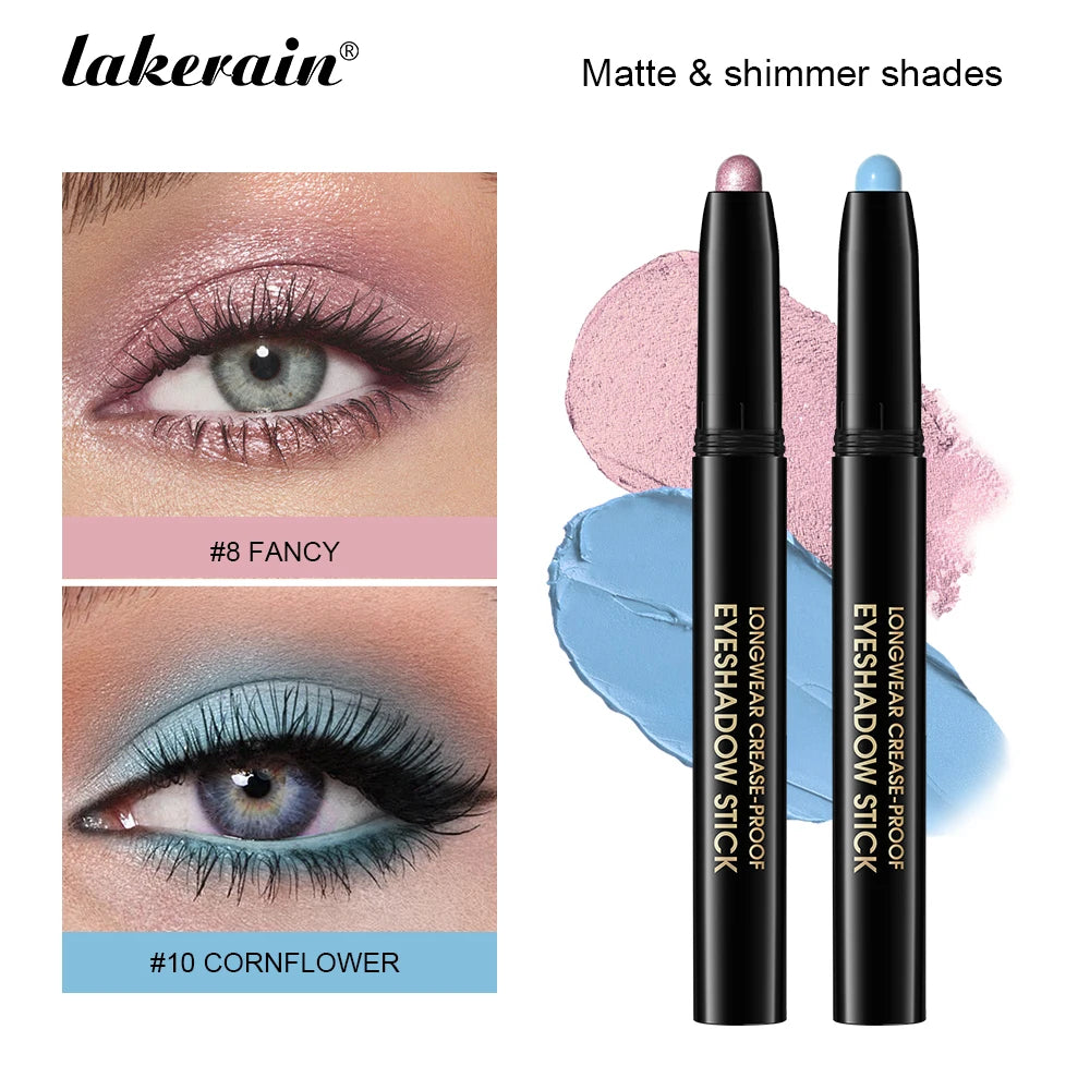 Matte and shimmer waterproof eyeshadow liner sticks with metallic glitter finish for eye makeup looks