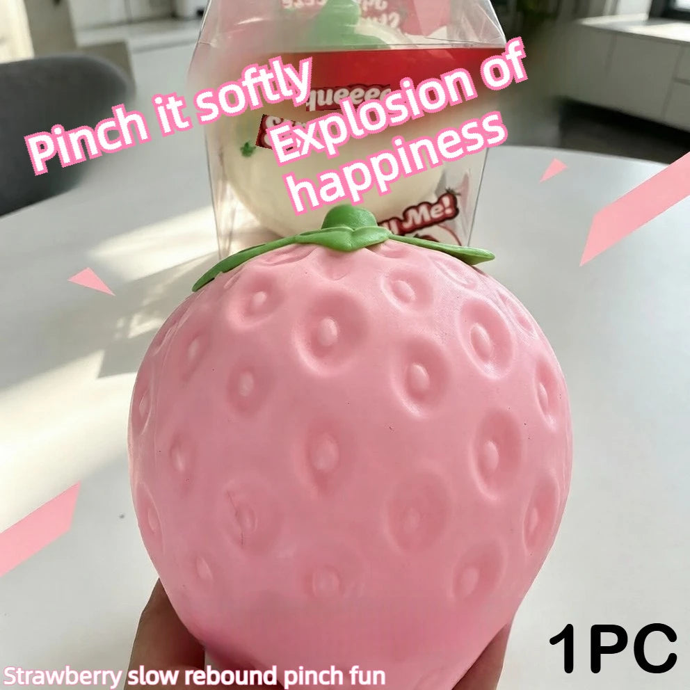 2026 Giant Strawberry Squishy Toy, Extra Large Slow Rising Fidget Squeeze Ball, Stress Relief Sensory Fruit Toy Gift for Adults
