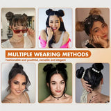 2-piece black human hair scrunchie bun makers for fluffy messy buns and ponytail updos
