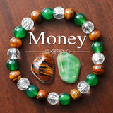 3PCS Wealth Attraction Set Tiger Eye Stone Green Dongling Bracelet with Original Stone for Wealth Attraction and Prosperity