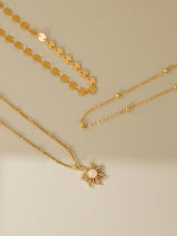 3-piece delicate sun pendant necklace set for women, layered jewelry by HSF Marketplace