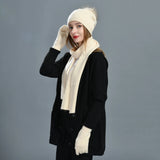 Women's warm cashmere wool winter hat, gloves, and scarf set by HSF Marketplace