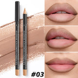 Waterproof lip liner and smudge-proof eyeliner pencil in brown nude shades, highly pigmented, smooth glide for defining lips and eyes.