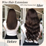Dark brown invisible wire clip-in halo hair extensions with adjustable wire and clips by HSF Marketplace