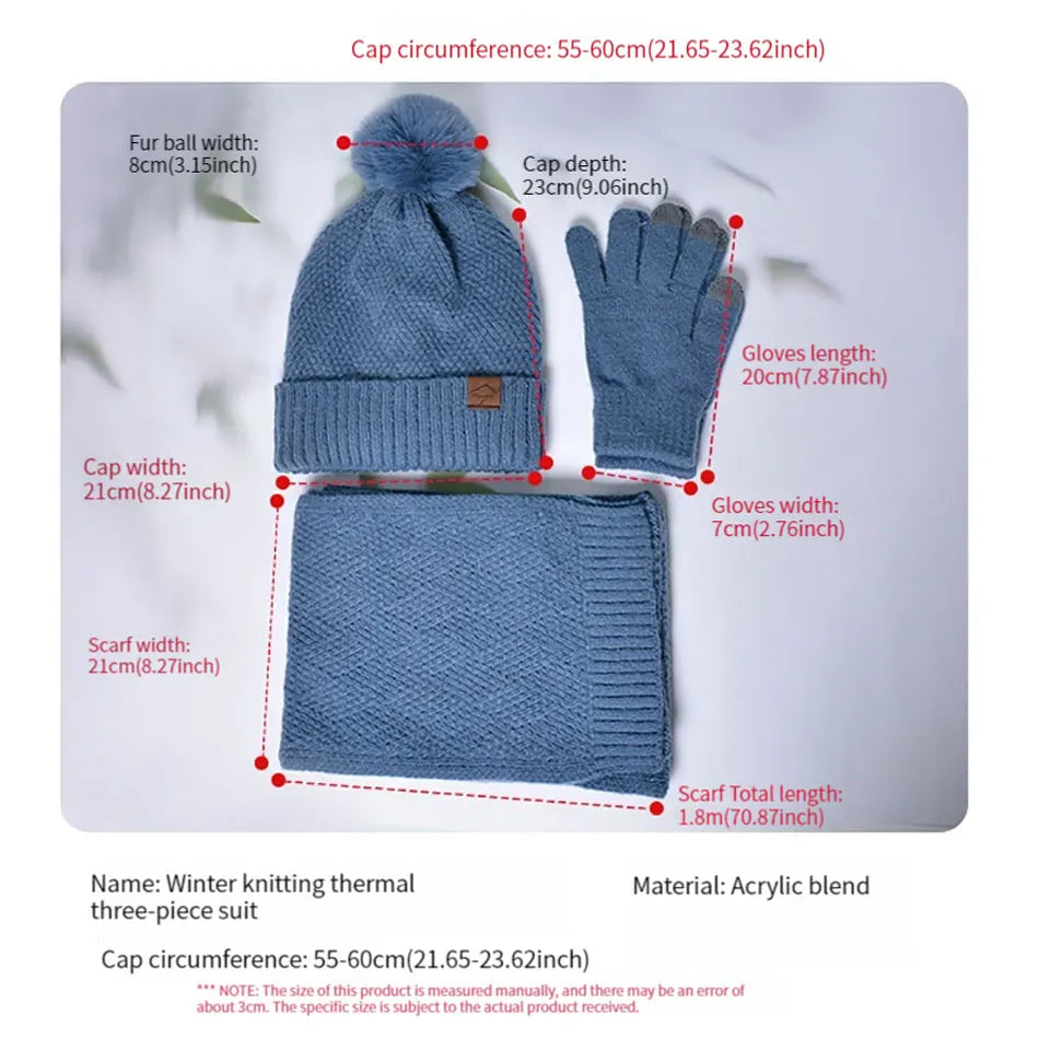 Women’s winter beanie hat, scarf and gloves set, 3-piece HSF Marketplace accessory set