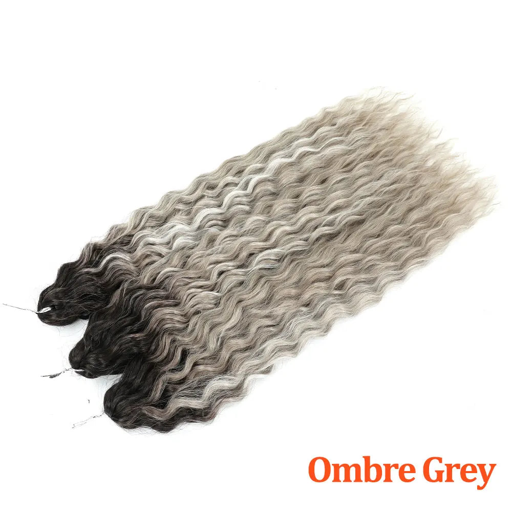 Deep Wave Braiding Hair Extension Natural Synthetic African Afro Hair Water Twist Crochet Braids Hair 22inch 3Ps/Lot #1B#4#6