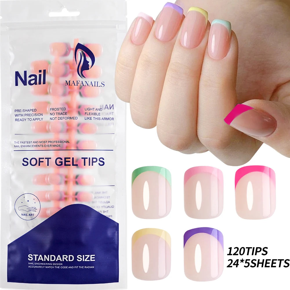 120-piece medium long square acrylic French press-on false nails in mixed sizes by HSF Marketplace