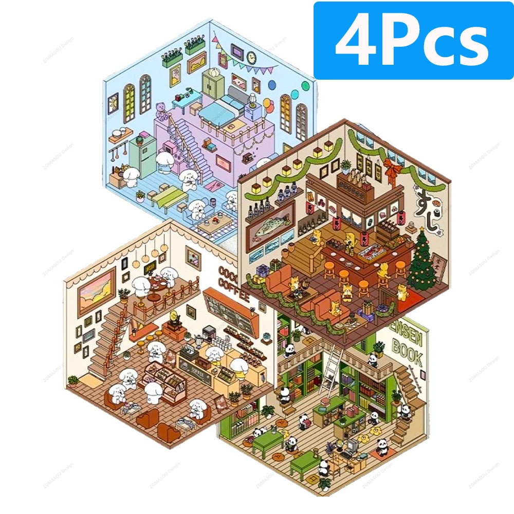 3D landscaping stickers for miniature scenes by HSF Marketplace, featuring detailed greenery and outdoor elements