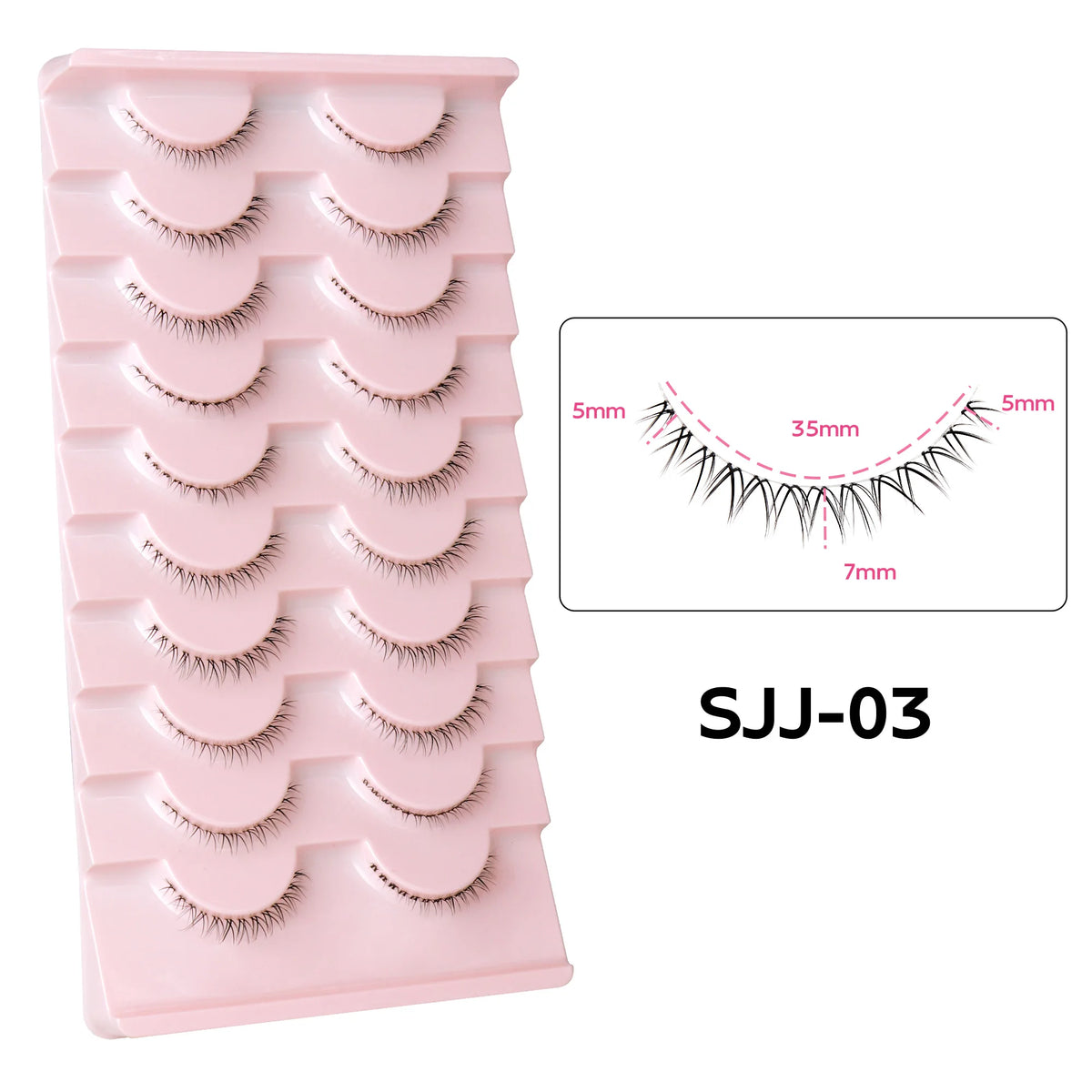 10Pairs of HSF Marketplace false bottom eyelashes with clear band, wispy flame design for manga, cosplay, or Korean makeup looks.