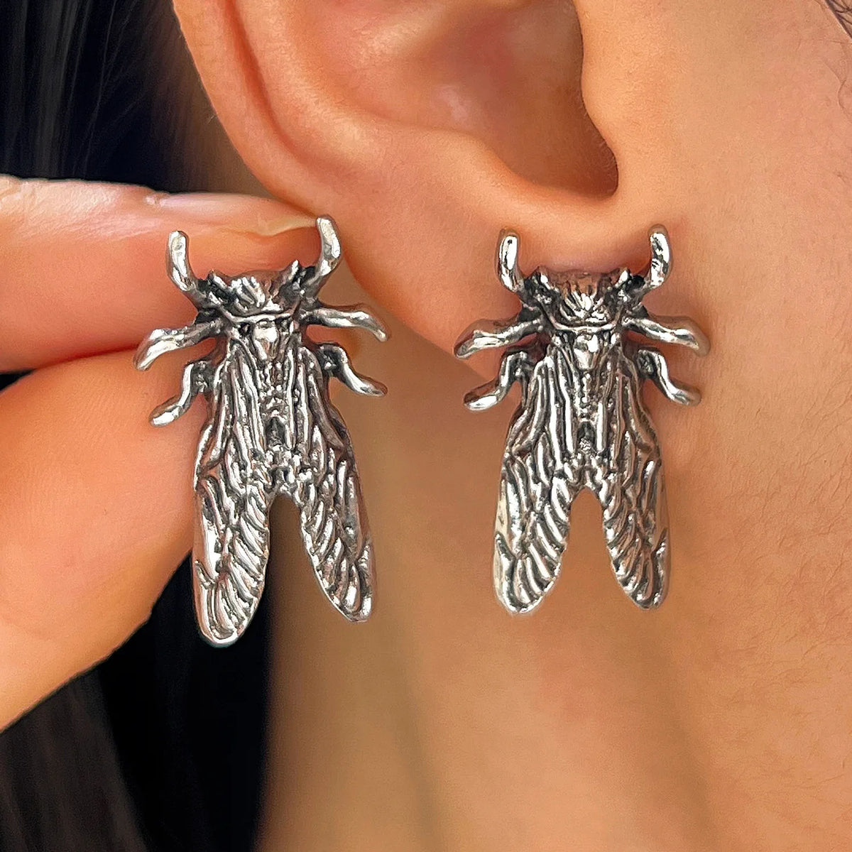 HSF Marketplace realistic fly stud earrings, funny prank insect jewelry for women, Halloween party accessory