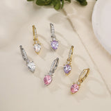 Gold-plated teardrop zircon charm hoop earrings for women by HSF Marketplace