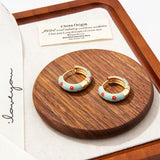Flower cloisonné hoop earrings for women in bohemian style, featuring colorful floral enamel details
